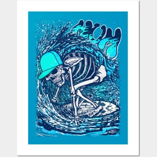 Surfer Skeleton by miskedesign Posters and Art